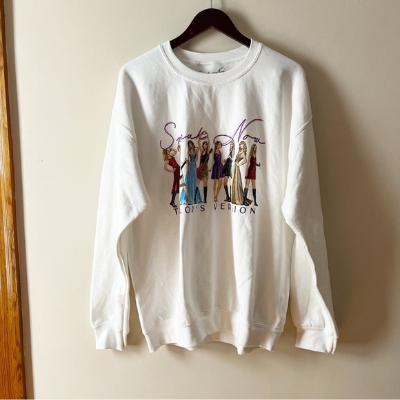 Like NEW Taylor Swift Speak Now Eras Crew Neck Sweatshirt White Size Large - Picture 1 of 6